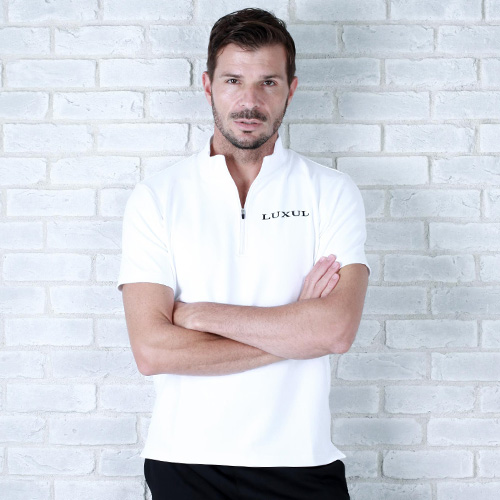 Mock neck shirt (front zipper) White